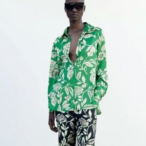 ZARA PRINTED SATIN BLOUSE